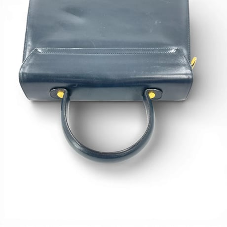 Ferragamo ガンチーニ ゴールドメッキ ネイビー レザー 2WAY ハンドバッグ