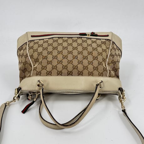 GUCCI GGキャンバス ベージュ×ホワイト シェリーライン 2WAY