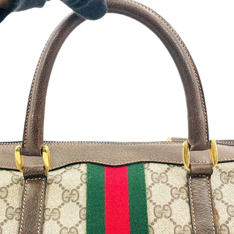GUCCI GGキャンバス ベージュ シェリーライン イタリア製 レディース ボストンバッグ