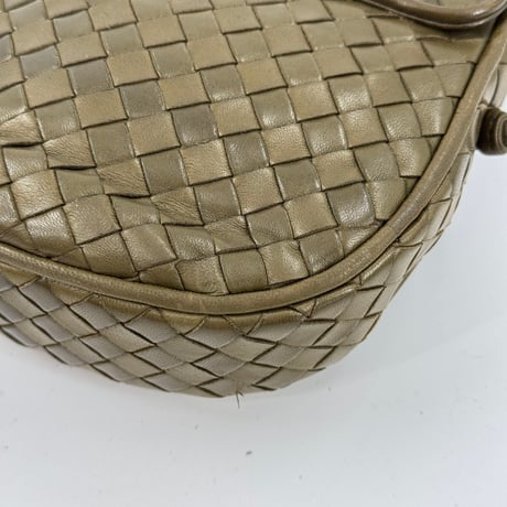 BOTTEGA VENETA イントレチャート レザー オリーブブラウン ショルダーバッグ