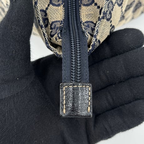 GUCCI ミニハンドバッグ GG シェリーライン ネイビー ウェビング 131228 496393