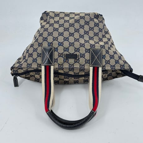 GUCCI ミニハンドバッグ GG シェリーライン ネイビー ウェビング 131228 496393