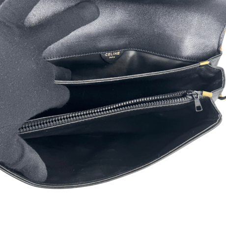 CELINE　ショルダーバッグ　馬車金具　レザー　ギャザー