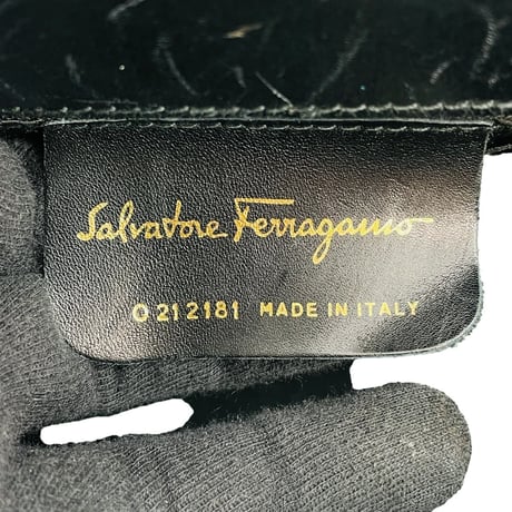 Salvatore Ferragamo ブラック レザー ガンチーニ レディース 2way ハンドバッグ