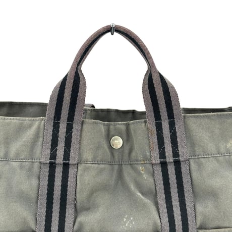 HERMES グレーキャンバス フールトゥーMM ハンドバッグ
