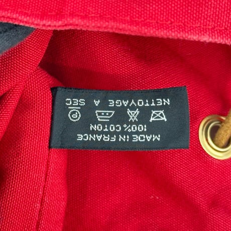 HERMES ポロションミミルPM レッド キャンバス 巾着 ショルダーバッグ