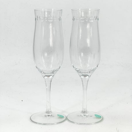 TIFFANY クリスタル ワイングラス 2個セット 箱付き