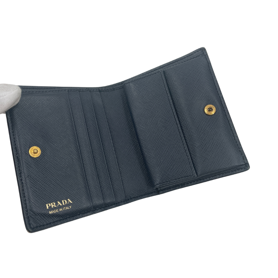PRADA ネイビー 二つ折り財布 箱付き