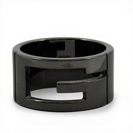 GUCCI ブラックコーティング スターリング シルバー ブランド G リング