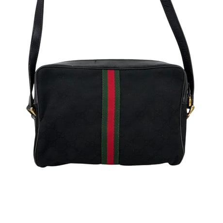 GUCCI GGキャンバス ブラック シェリーライン ヴィンテージ ショルダーバッグ