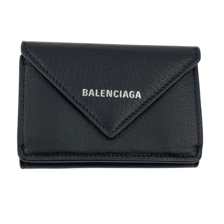 BALENCIAGA　ペーパーミニ　財布　レザー　黒　391446