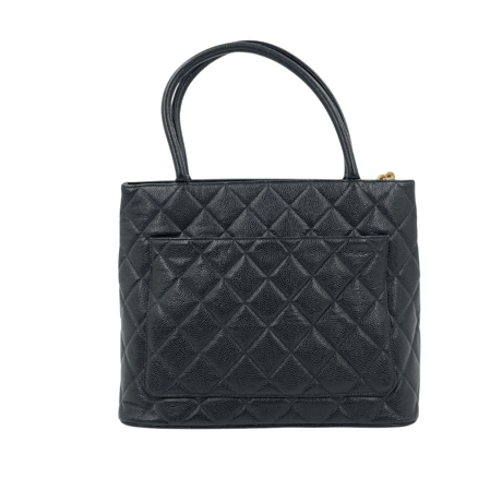 CHANEL　キャビアスキンデカココマーク　Wチェーントートバッグ