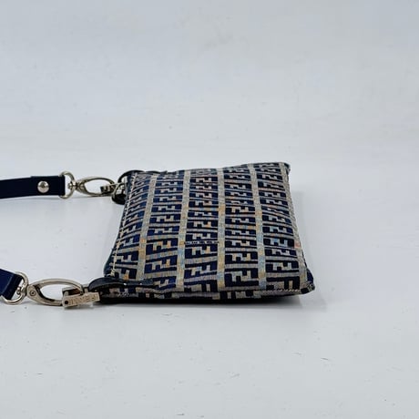 FENDI ズッキーノ キャンバス ミニホーボーバッグ ネイビー ハンドバッグ