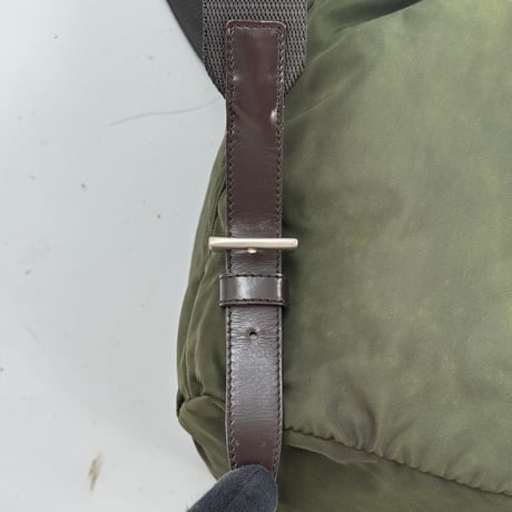 PRADA テスートナイロン ミニリュック カーキグリーン B5827F トライアングルロゴ