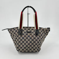 GUCCI ミニハンドバッグ GG シェリーライン ネイビー ウェビング 131228 496393