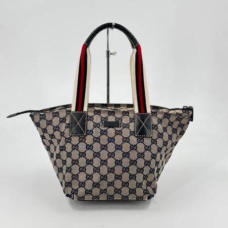 GUCCI ミニハンドバッグ GG シェリーライン ネイビー ウェビング 131228 496393