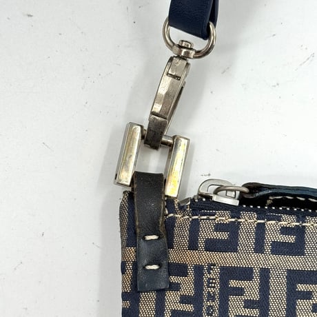 FENDI ズッキーノ キャンバス ミニホーボーバッグ ネイビー ハンドバッグ