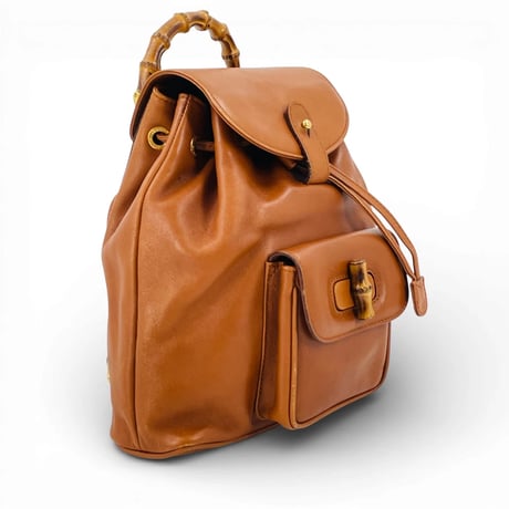 GUCCI ブラウン レザー バンブー レディース バックパック
