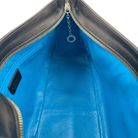 BVLGARI ブラックレザー ショルダーバッグ