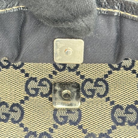 GUCCI GGキャンバス ウェビング シェリーライン トートバッグ ネイビー 131230