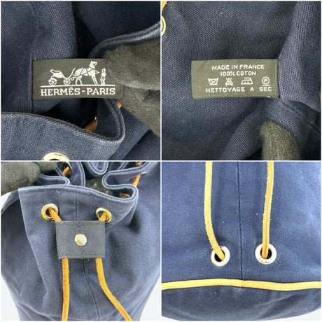 HERMES ポロションミミルPM キャンバス ネイビー ショルダーバッグ