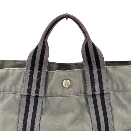 HERMES グレーキャンバス フールトゥーMM ハンドバッグ