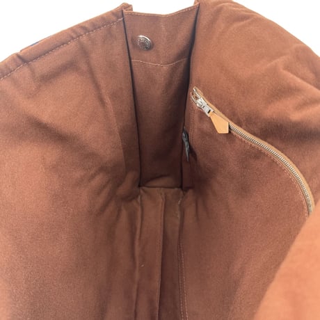 HERMES ブラウン キャンバス エールライン バサス MM ユニセックス ショルダーバッグ