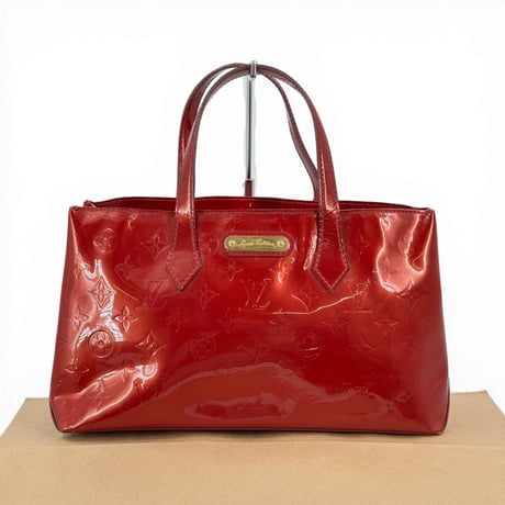 LOUIS VUITTON モノグラム ヴェルニ レッド ウィルシャーPM M93642 ハンドバッグ
