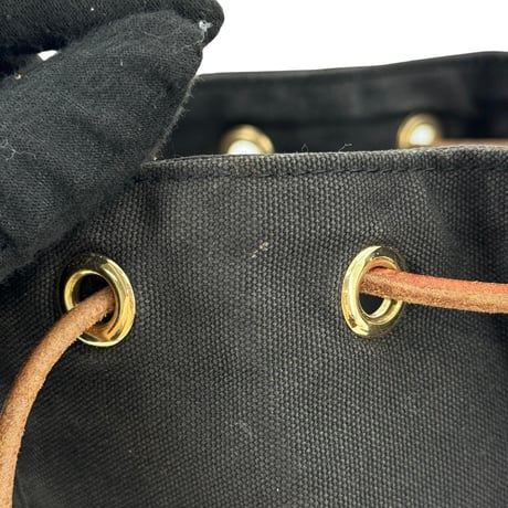 HERMES ポロションミミルPM 巾着バッグ ブラック キャンバス