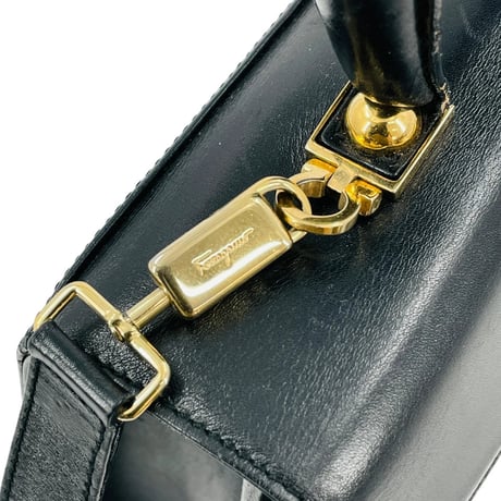 Salvatore Ferragamo ブラック レザー ガンチーニ レディース 2way ハンドバッグ
