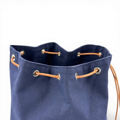 HERMES ポロションミミルPM ネイビーキャンバス 巾着 バックパック