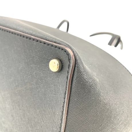 KATE SPADE New York ベージュ&ブラック レザー トートバッグ