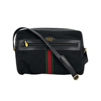 GUCCI GGキャンバス ブラック シェリーライン ヴィンテージ ショルダーバッグ
