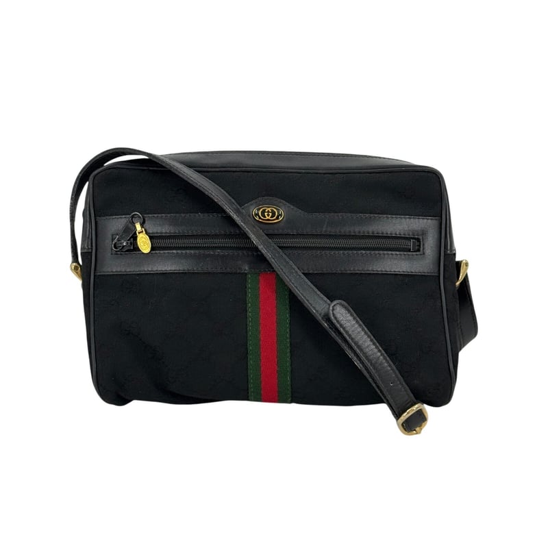 GUCCI GGキャンバス ブラック シェリーライン ヴィンテージ ショルダー