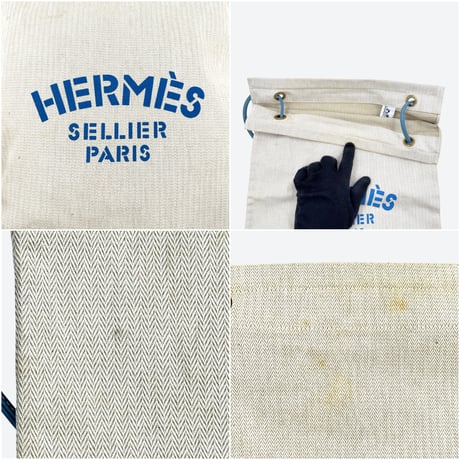 HERMES アリーヌ キャンバス トートバッグ ヴィンテージ ブルー