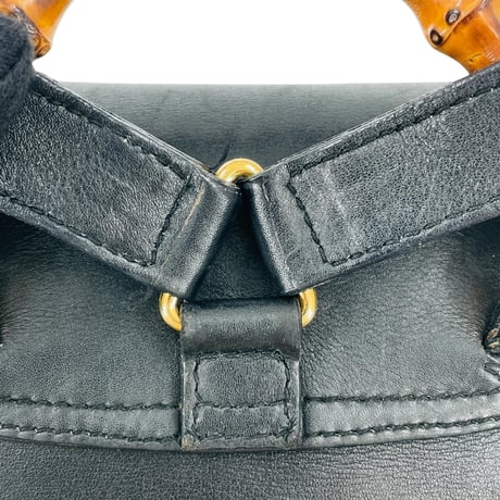 GUCCI ブラックレザー バンブー レディース バックパック