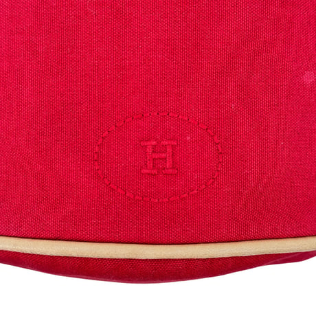 HERMES ポロションミミルPM レッド キャンバス 巾着 ショルダーバッグ