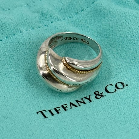 TIFFANY 3連ロープウェーブ SV925 18K ドームバンドリング
