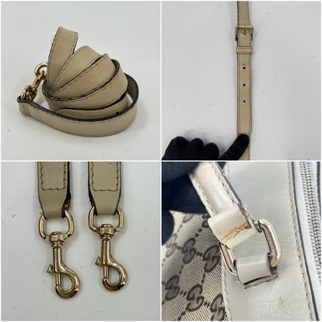 GUCCI GGキャンバス ベージュ×ホワイト シェリーライン 2WAY