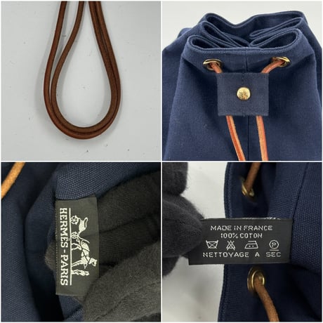 HERMES ポロションミミルPM キャンバス ネイビー バックパック ショルダー