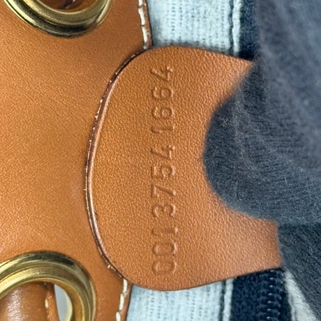 GUCCI シマレザーキャンバス ブルー 2WAY 巾着 リュック ショルダー ヴィンテージ