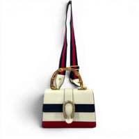 GUCCI ディオニュソス ストライプ ホワイトレザー バンブー 2WAY ハンドバッグ