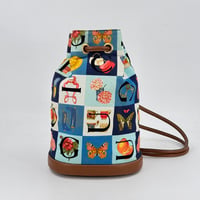 GUCCI シマレザーキャンバス ブルー 2WAY 巾着 リュック ショルダー ヴィンテージ