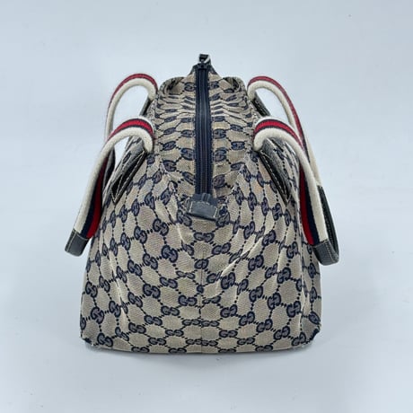 GUCCI ミニハンドバッグ GG シェリーライン ネイビー ウェビング 131228 496393