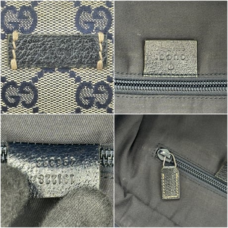 GUCCI ミニハンドバッグ GG シェリーライン ネイビー ウェビング 131228 496393