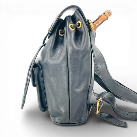 GUCCI ブラックレザー バンブー レディース バックパック