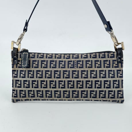 FENDI ズッキーノ キャンバス ミニホーボーバッグ ネイビー ハンドバッグ