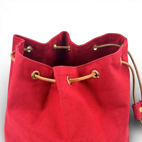 HERMES レッド キャンバス ドローストリング バックパック ポロションミミル GM