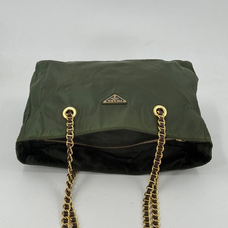 PRADA ナイロン チェーン トートバッグ ゴールド金具 トライアングルロゴ