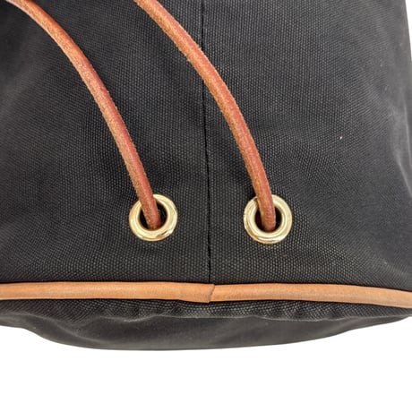 HERMES ポロションミミルPM 巾着バッグ ブラック キャンバス